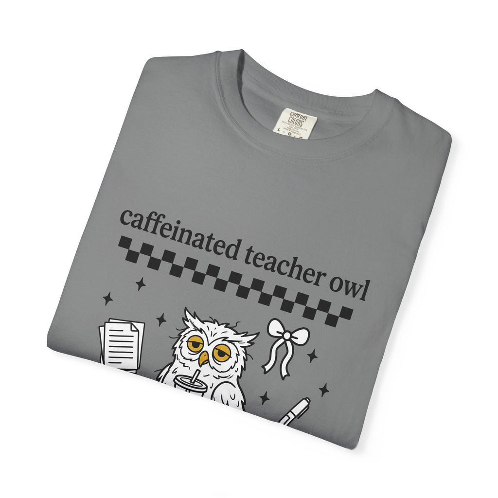 Coffee Owl T-Shirt Teacher Pets Gift Women Kawaii T-Shirt Owl T-Shirt Educator Enthusiast Cute T-Shirt Animal Graphic Hand Drawn Twinkles T-Shirt