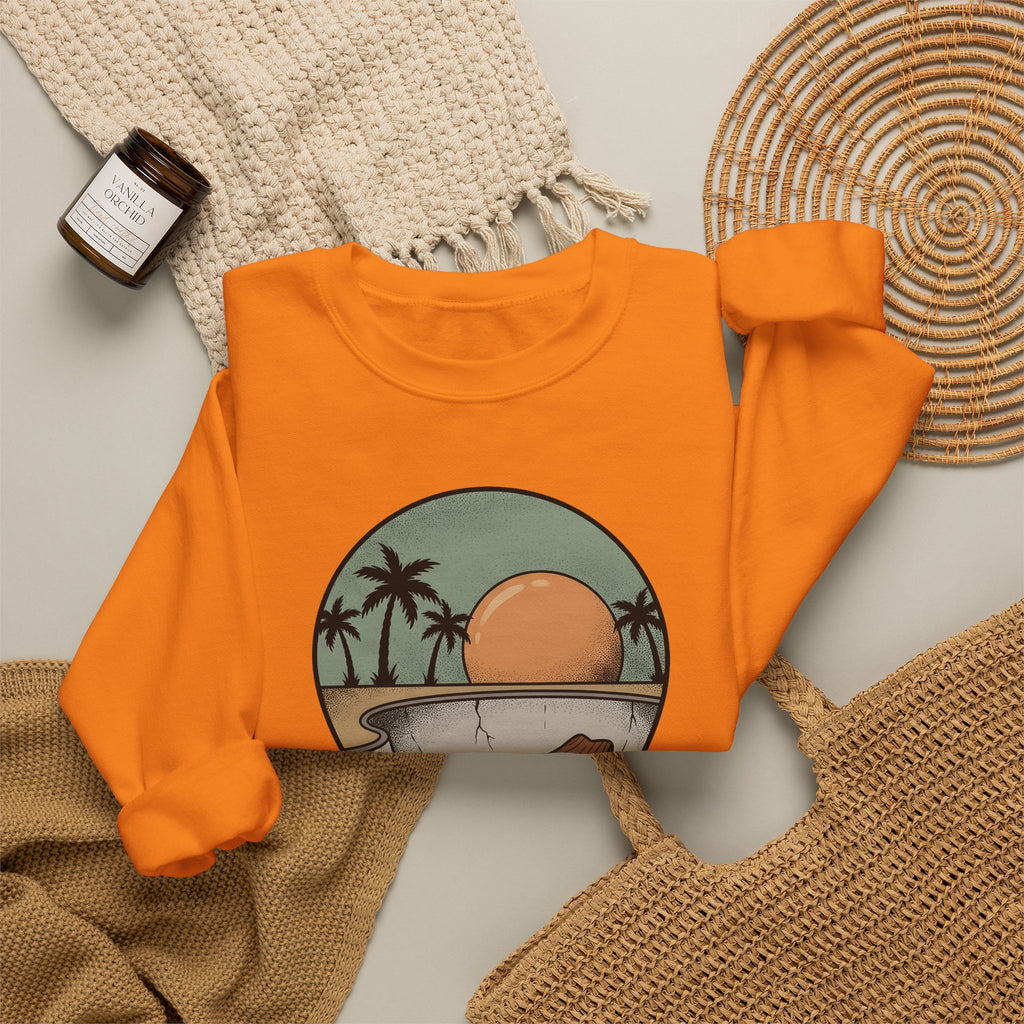 Longboard Design Sweatshirt Skateboarding Seaside Gift Women Classic Sweatshirt Longboarding Sweatshirt Skater Enthusiast Retro Sweatshirt Coastal Graphic Old