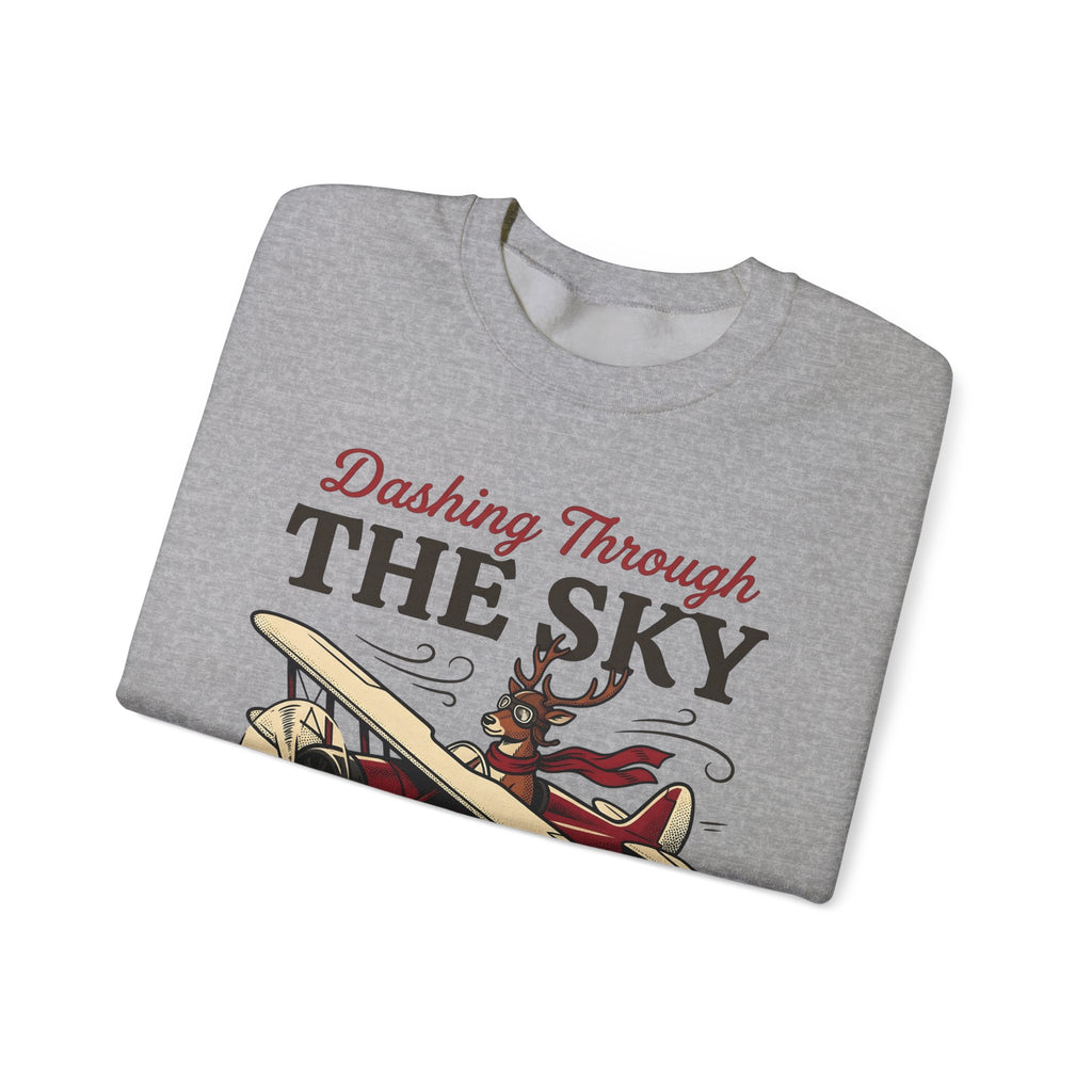 Deer Airplane Sweatshirt Christmas Celebration Gift Women Rustic Sweatshirt Fawn Sweatshirt Noel Fan Vintage Sweatshirt Party Graphic Classic Neckwear Sweatshirt