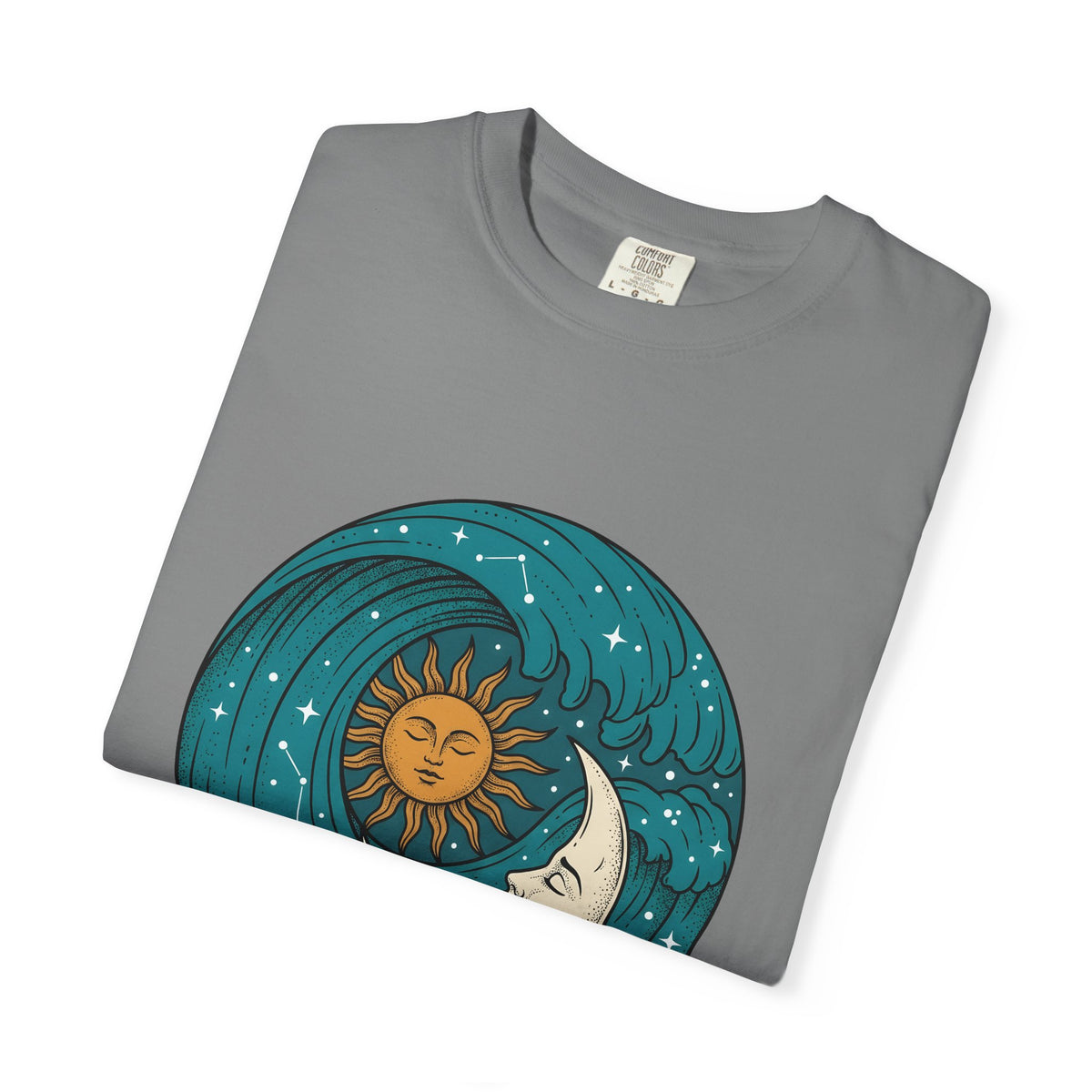 Sun Moon Sea Celestial Horoscope Gift Folk Ocean Astrology Enthusiast Bohemian Zodiac Rustic Star T-Shirt