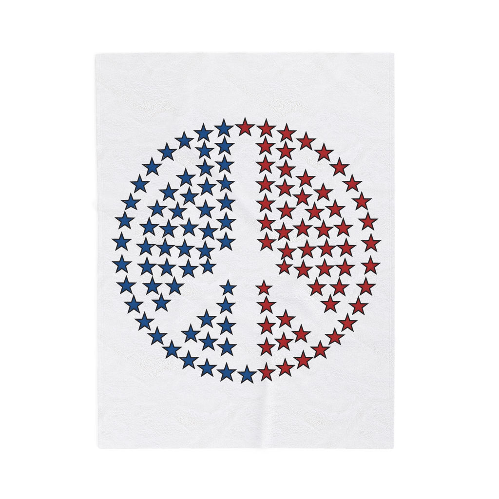 Peace Sign Stars Blanket 4th Of July Calm Gift Women Independence Blanket Star Symbol Blanket Patriot Fan Retro Blanket Serene Graphic Throwback