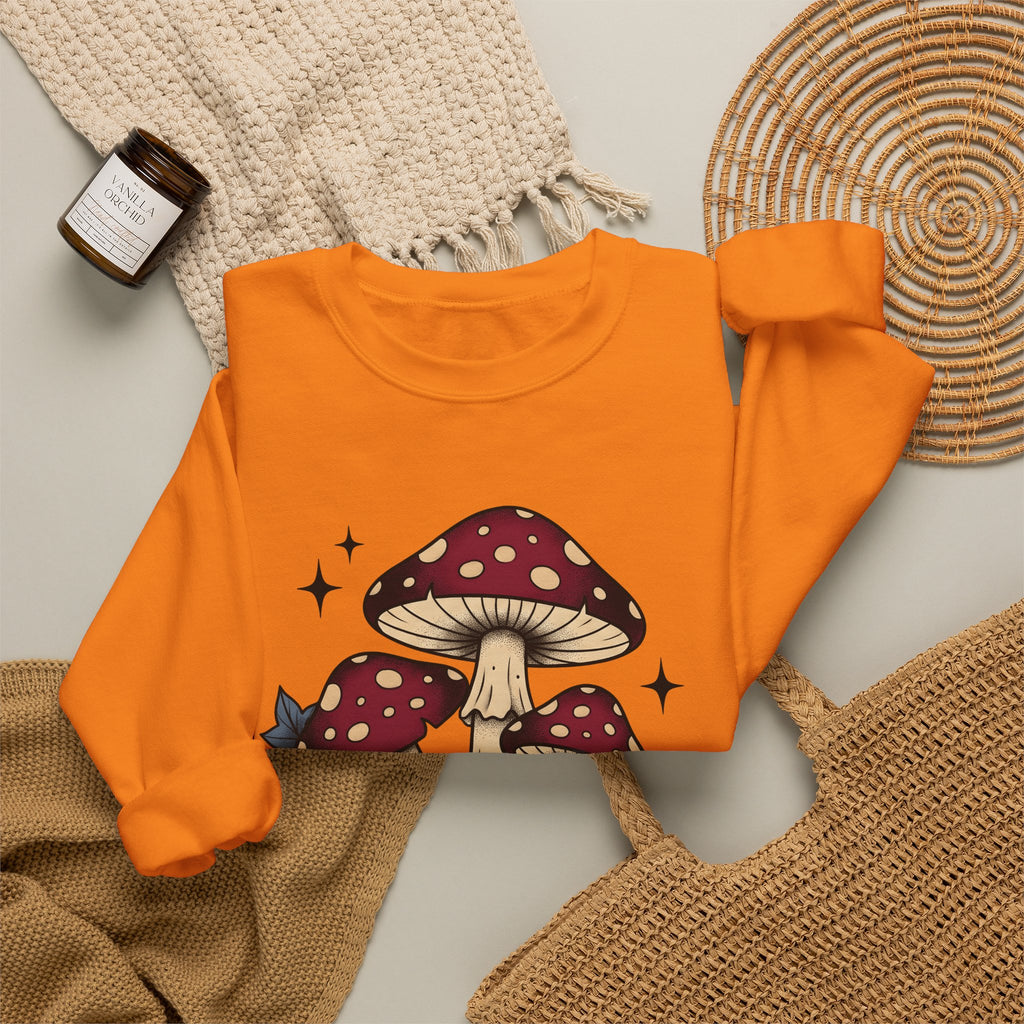 Toadstool Bunch Sweatshirt Boho Chic Forest Gift Women Line Art Sweatshirt Mushroom Sweatshirt Bohemian Fan Minimalist Sweatshirt Woods Graphic Rustic Creeper