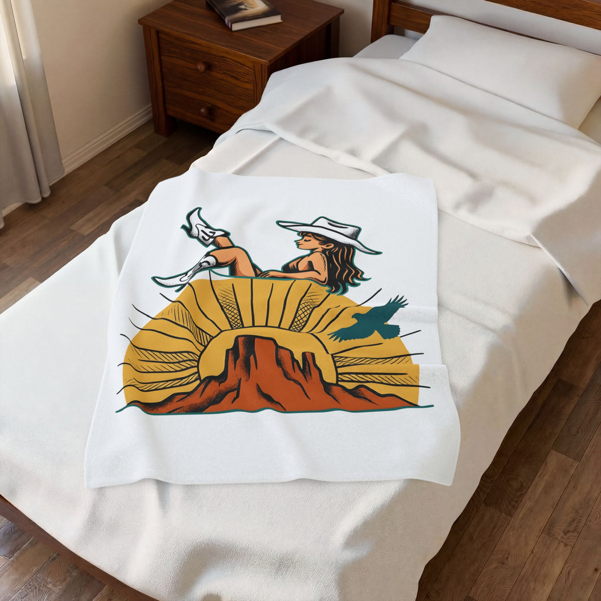 Cowgirl Cowgirl Cowboy Gift Retro Western Rodeo Fan Vintage Cowboy Hand Drawn Cactus Blanket
