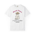 Cowboy Feline T-Shirt Funny Critter Gift Women Hand Drawn T-Shirt Cat T-Shirt Humor Fan Illustrated T-Shirt Animal Graphic Classic Headwear T-Shirt