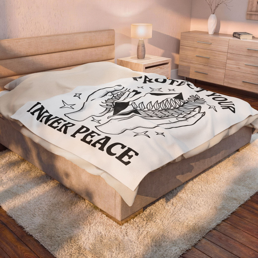 Crystal Hands Blanket Boho Chic Spirituality Gift Women Line Art Blanket Healing Crystal Blanket Boho Fan Illustrative Design Spiritual Graphic