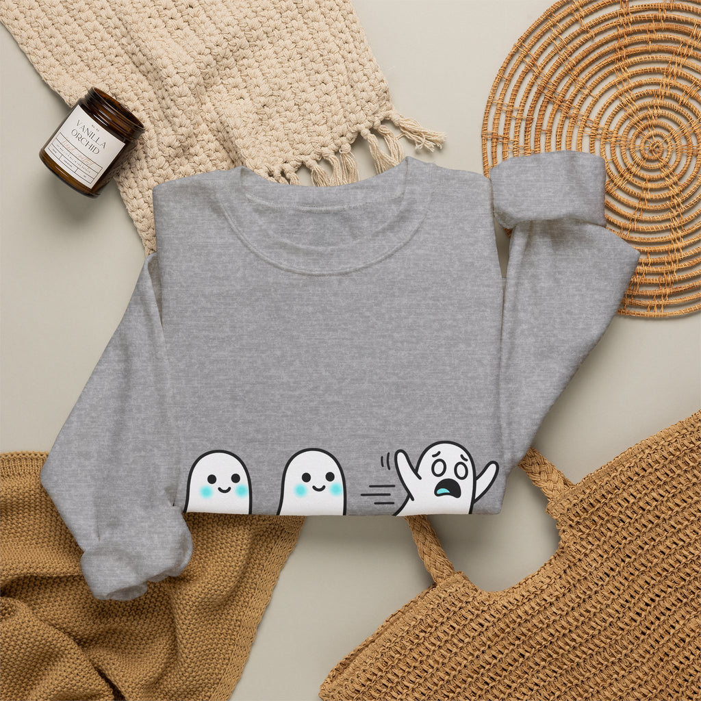Sweet Ghost Pack Sweatshirt Funny Halloween Party Gift Women Chibi Sweatshirt Ghostly Spirits Sweatshirt Humor Fan Cartoon Sweatshirt Spooky Graphic Halloween