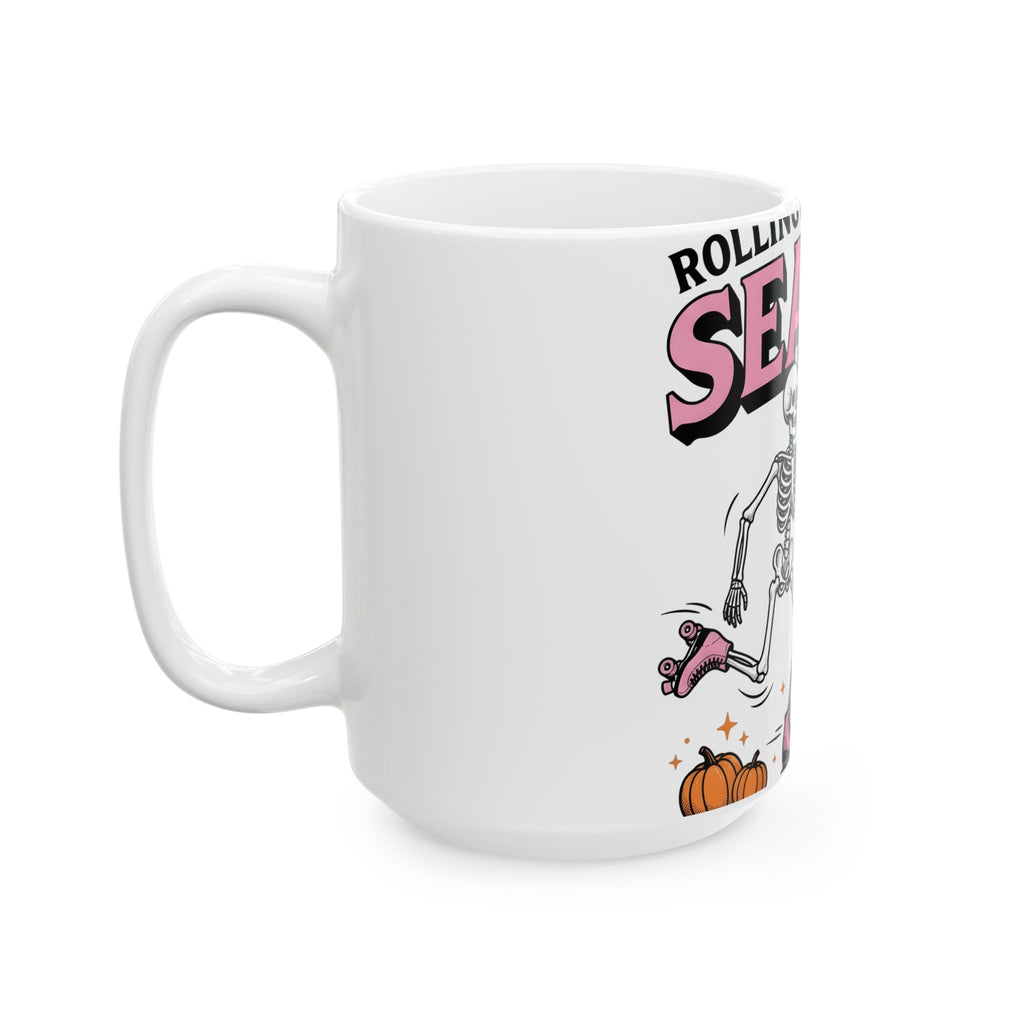 Skull Roller Skate Mug Halloween Celebration Gift Women Vintage Mug Roller Skating Mug Spooky Fan Retro Mug