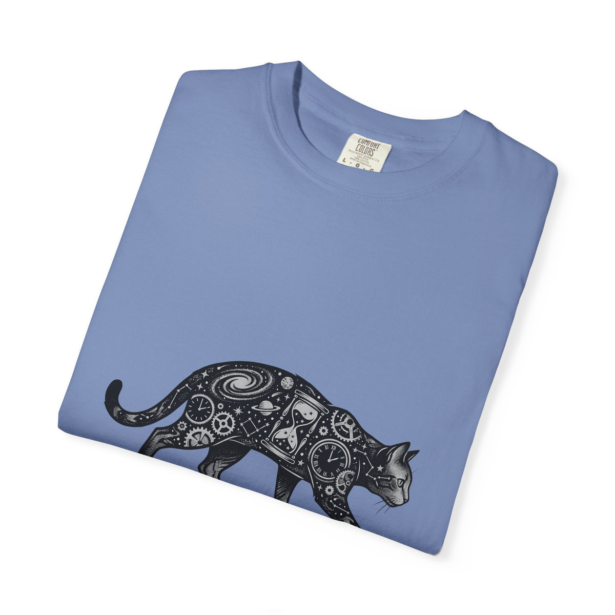 Cosmic Cat T-Shirt Cat Steampunk Gift Women Tattoo Style T-Shirt Kitty T-Shirt Cat Fan Traditional T-Shirt Steampunk Graphic Vintage Gears T-Shirt