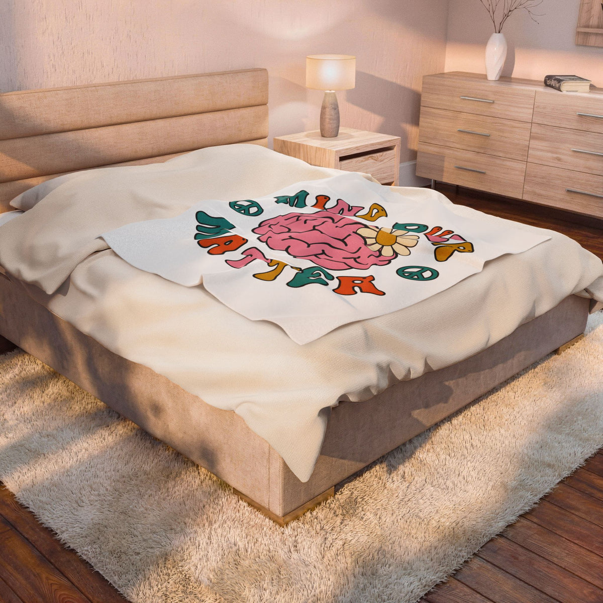 Brain Flower Blanket Teacher Mental Health Gift Women Groovy Blanket Mind Bloom Blanket Educator Enthusiast Psychedelic Blanket Wellness Graphic