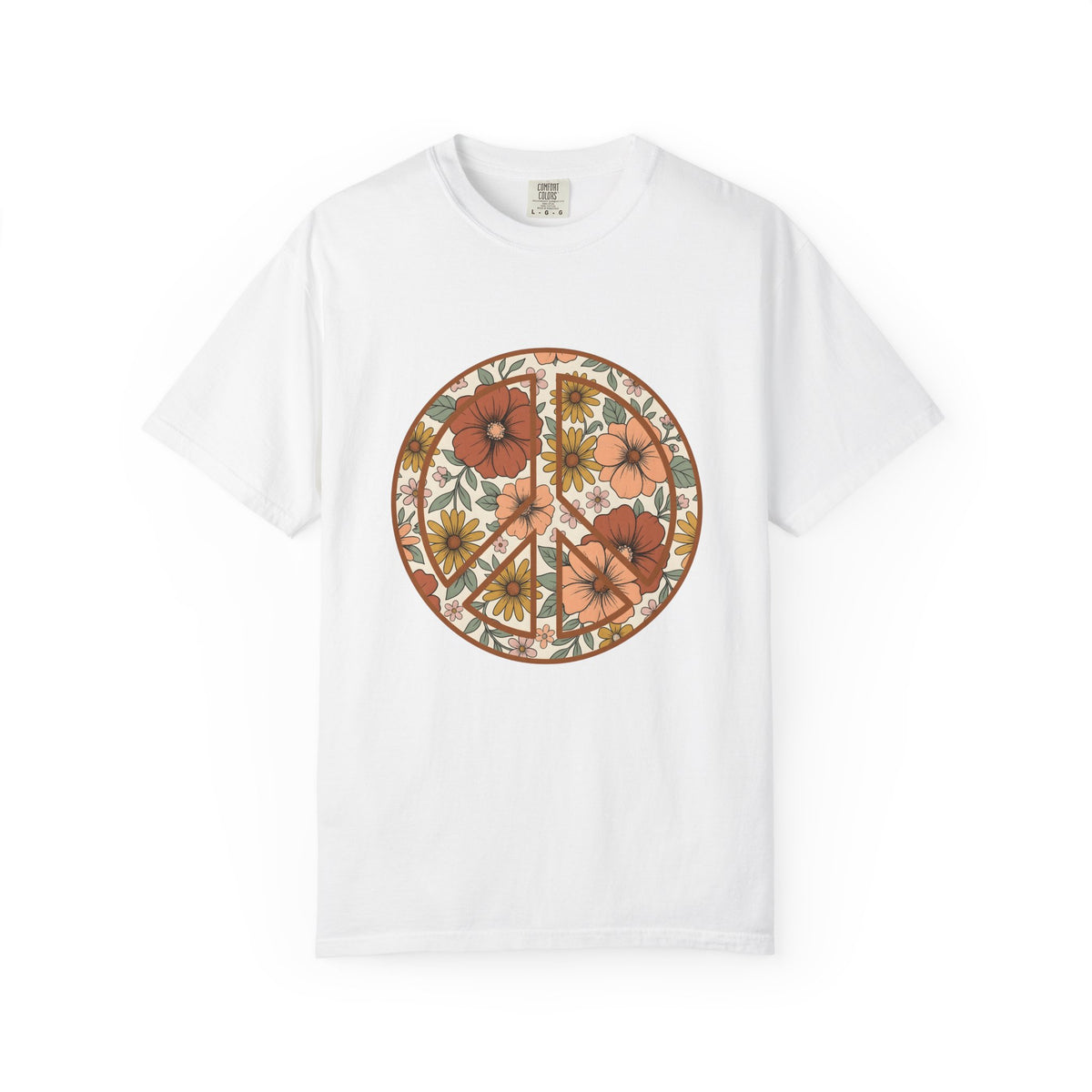 Peace Hand Flower T-Shirt Boho Chic Psychedelic Gift Women Folk T-Shirt Peace Sign T-Shirt Hippie Fan Bohemian T-Shirt Trippy Graphic Classic