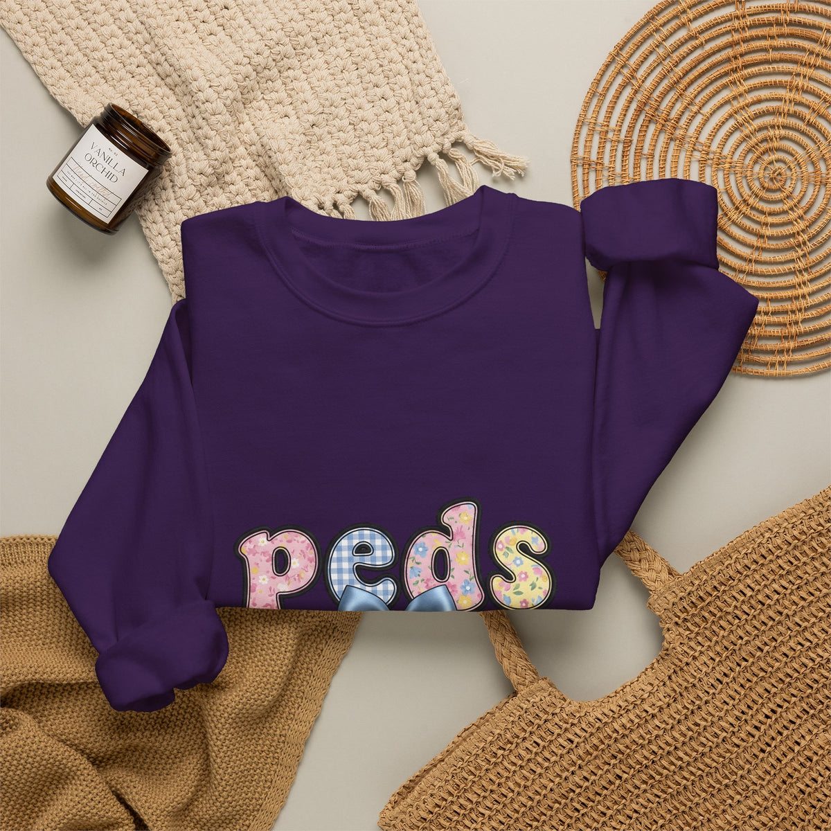 Pastel Fabric Typography Sweatshirt Nurse Flower Gift Women Adorable Sweatshirt Textile Sweatshirt Nursing Enthusiast Typography Sweatshirt Floral Graphic Old