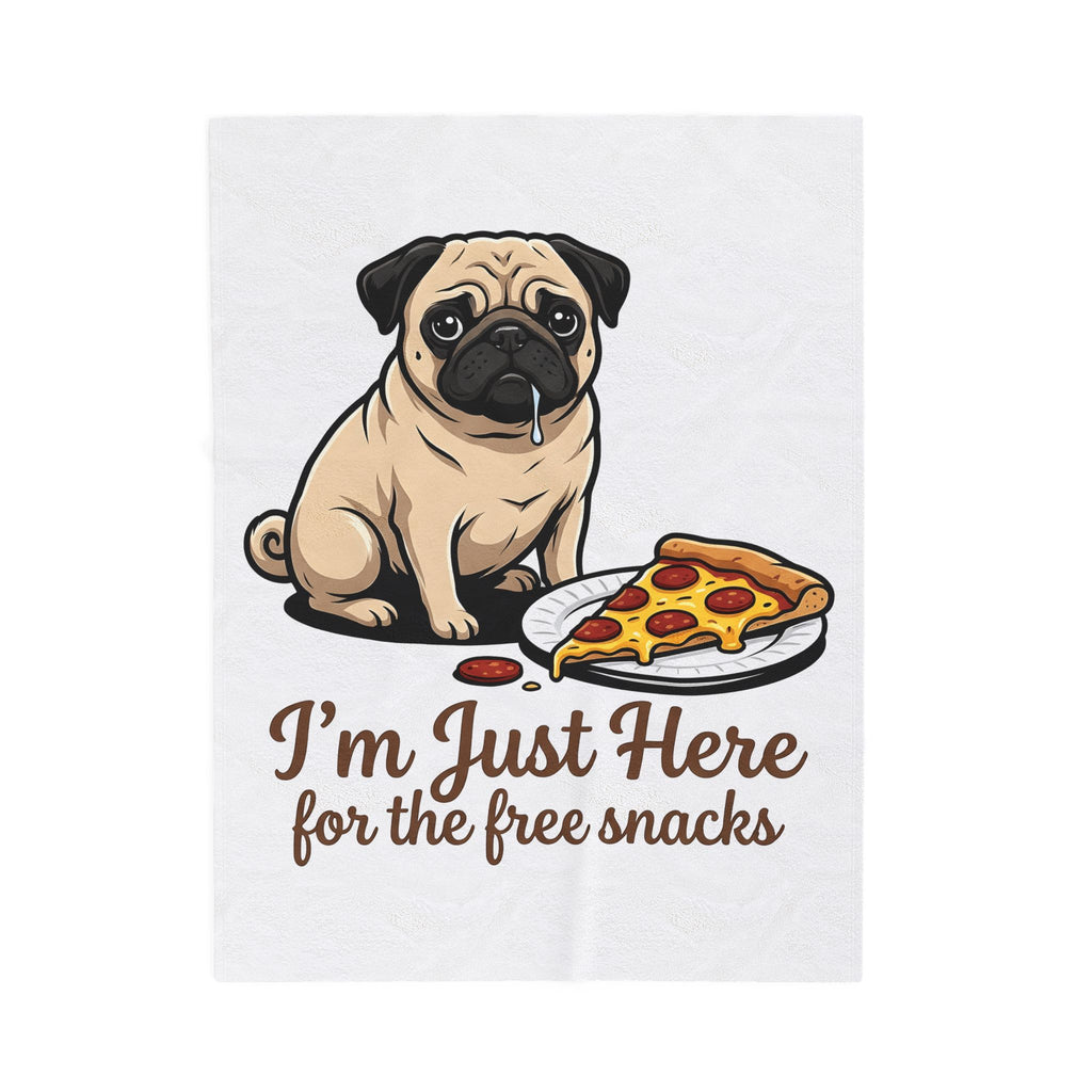 Pug Dog Blanket Dog Meals Gift Women Line Art Blanket Pugs Blanket Dog Fan Illustrated Design Food Graphic Blanket Sketch Pizza Piece Blanket