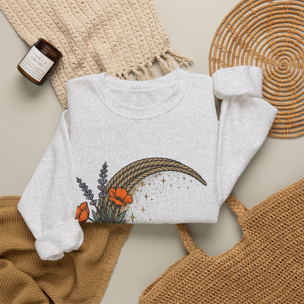 Rope Moon Sweatshirt Cowgirl Western Gift Women Boho Sweatshirt Lunar Sweatshirt Rodeo Fan Hippie Sweatshirt Country Graphic Vintage Wildflowers Sweatshirt