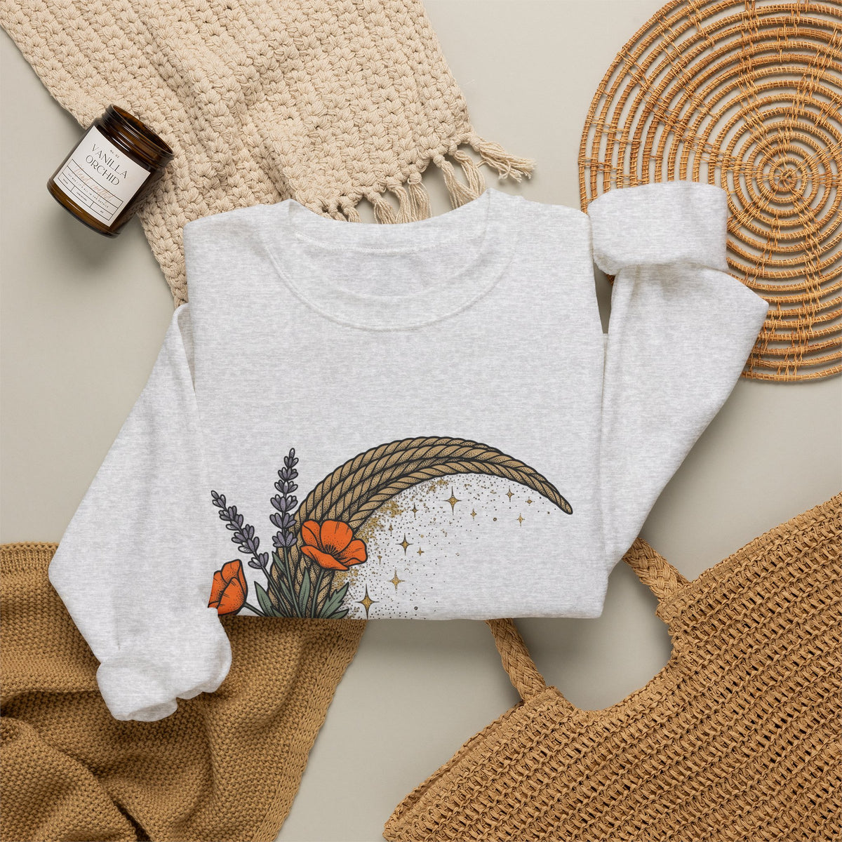 Rope Moon Sweatshirt Cowgirl Western Gift Women Boho Sweatshirt Lunar Sweatshirt Rodeo Fan Hippie Sweatshirt Country Graphic Vintage Wildflowers Sweatshirt