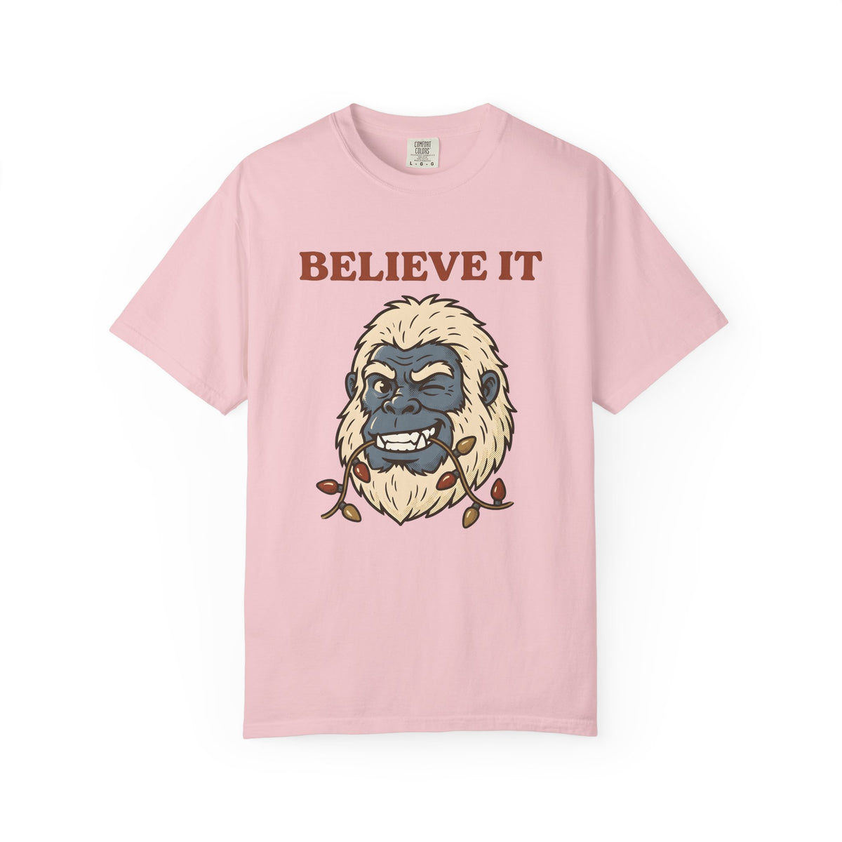 Abominable Snowman Face T-Shirt Christmas Jokes Gift Women Comic T-Shirt Yeti T-Shirt Xmas Fan Cartoon T-Shirt Pun Graphic Retro Holiday Lights