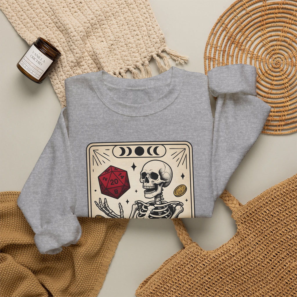 Skull Tarot Card Sweatshirt Tabletop Gaming Roleplaying Gift Women Dark Sweatshirt Tarot Card Sweatshirt Gamer Fan Gothic Sweatshirt Rpg Graphic Retro Game
