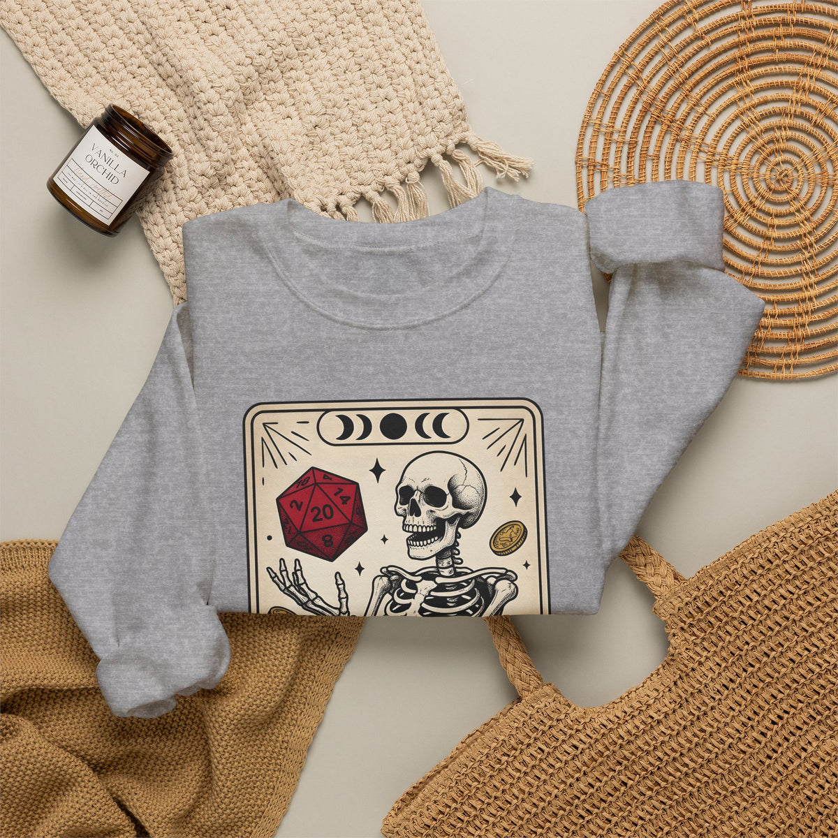 Skull Tarot Card Sweatshirt Tabletop Gaming Roleplaying Gift Women Dark Sweatshirt Tarot Card Sweatshirt Gamer Fan Gothic Sweatshirt Rpg Graphic Retro Game