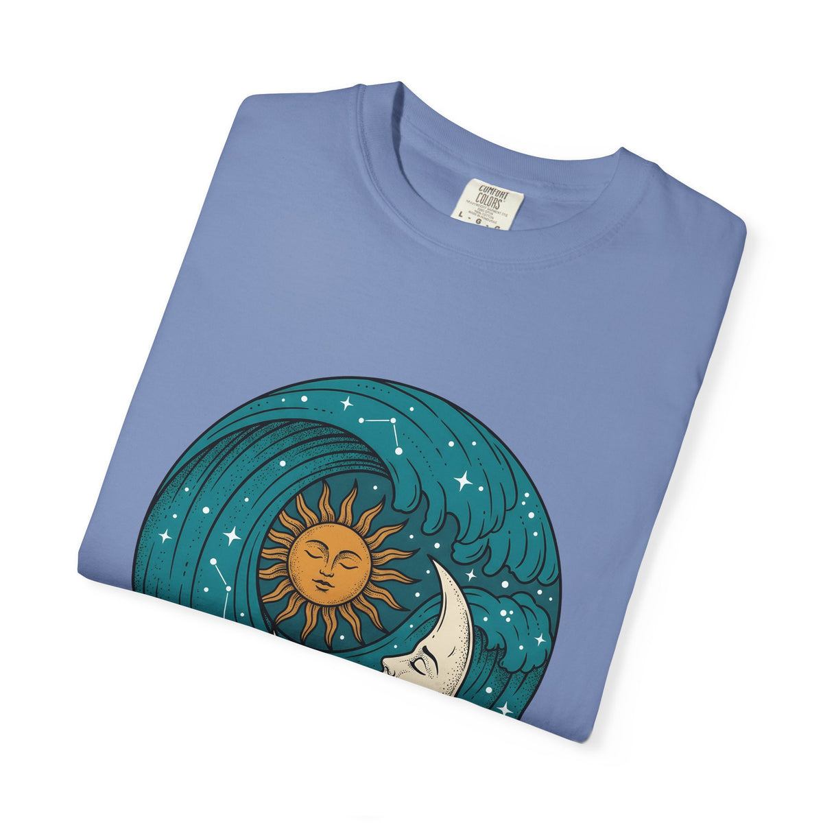 Sun Moon Sea Celestial Horoscope Gift Folk Ocean Astrology Enthusiast Bohemian Zodiac Rustic Star T-Shirt