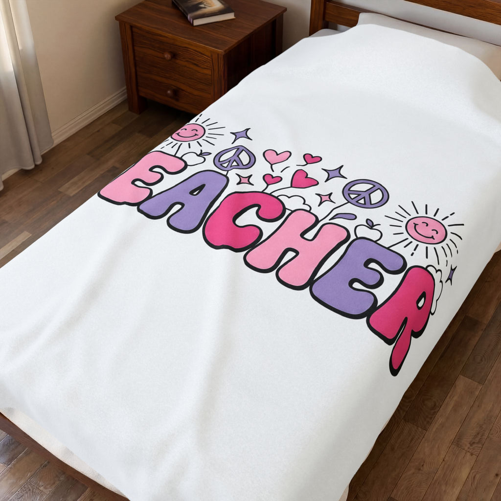 Educator Design Blanket Teacher Gratitude Gift Women Cute Blanket Teaching Graphic Blanket Educator Enthusiast Retro Illustration Appreciation
