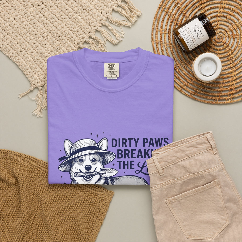 Corgi Canine T-Shirt Dog Horticulture Gift Women Old School T-Shirt Dog T-Shirt Dog Fan Puppy T-Shirt Gardening Graphic Outline Hand Shovel T-Shirt