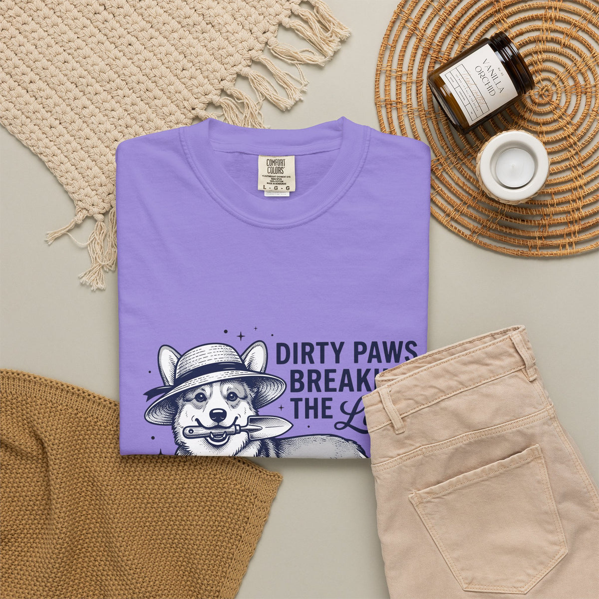 Corgi Canine T-Shirt Dog Horticulture Gift Women Old School T-Shirt Dog T-Shirt Dog Fan Puppy T-Shirt Gardening Graphic Outline Hand Shovel T-Shirt