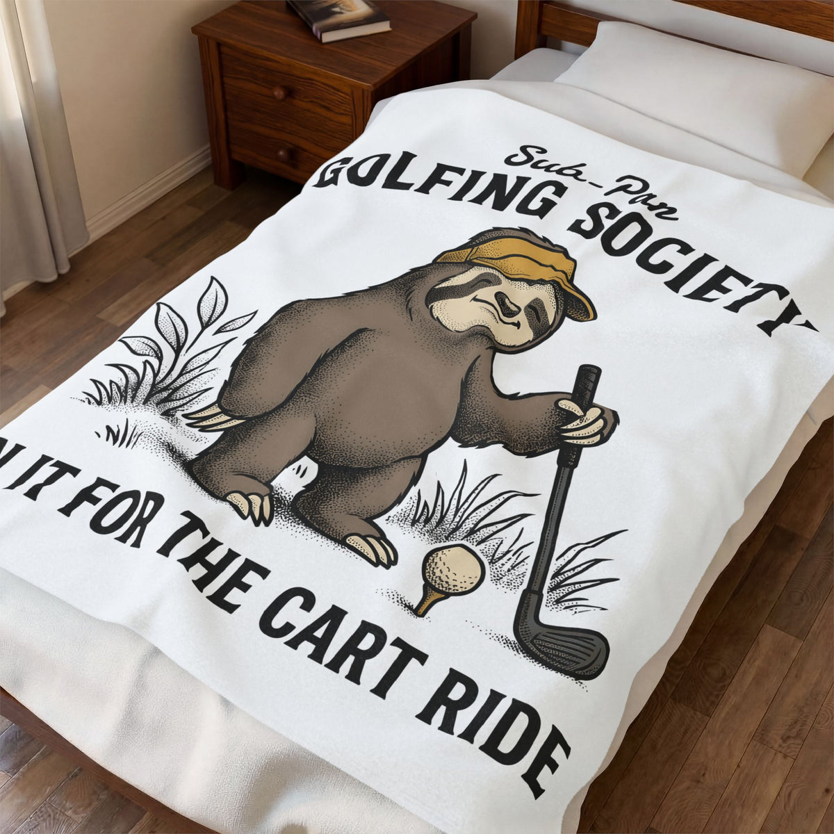 Sloth Golf Blanket Golf Animal Gift Women Cartoon Blanket Golfing Blanket Golfer Fan Comic Blanket Wildlife Graphic Vintage Visor Blanket