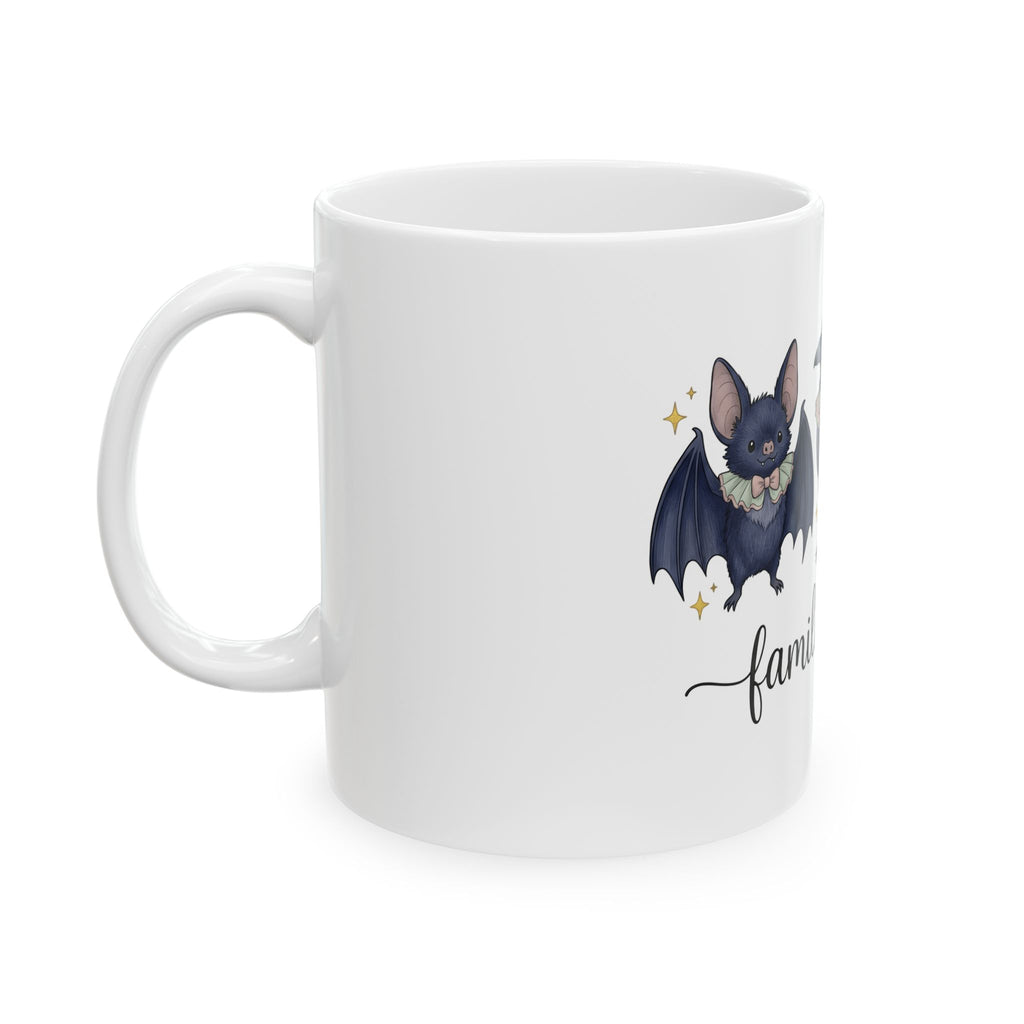 Bat Crow Cat Mug Halloween Witch Gift Women Cute Mug Animal Mug Spooky Fan Cartoon Mug Magical Graphic Hand