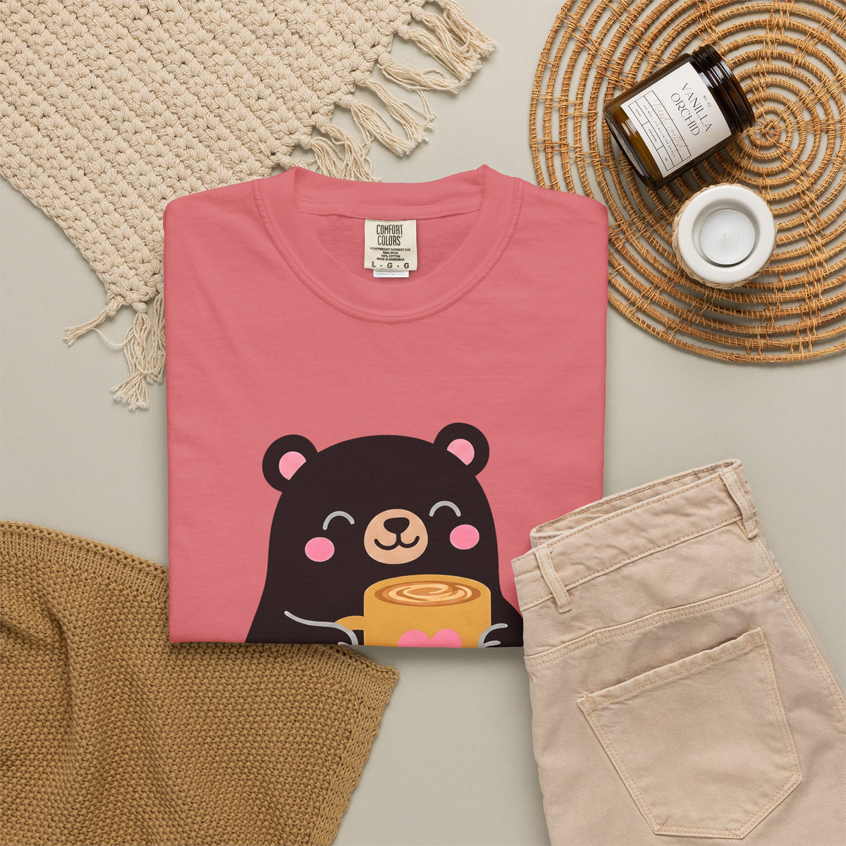 Bear Coffee Cup Coffee Animal Gift Cute Mug Coffee Fan Coffee Mug Kawaii Minimalist T-Shirt