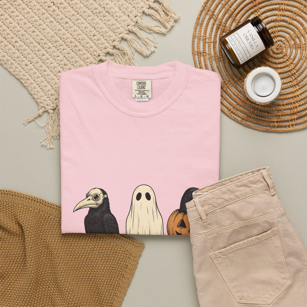 Raven Outfit T-Shirt Halloween Horror Gift Women Retro T-Shirt Crow Outfit T-Shirt Horror Fan Creepy Graphic T-Shirt Sketch Jack-O-Lantern T-Shirt