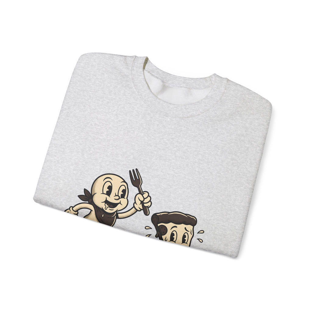 Cartoon Pizza Chase Sweatshirt Funny Meal Gift Women Hand Drawn Sweatshirt Pizza Sweatshirt Humor Fan Doodle Graphic Sweatshirt Line Art Pizza Piece Sweatshirt