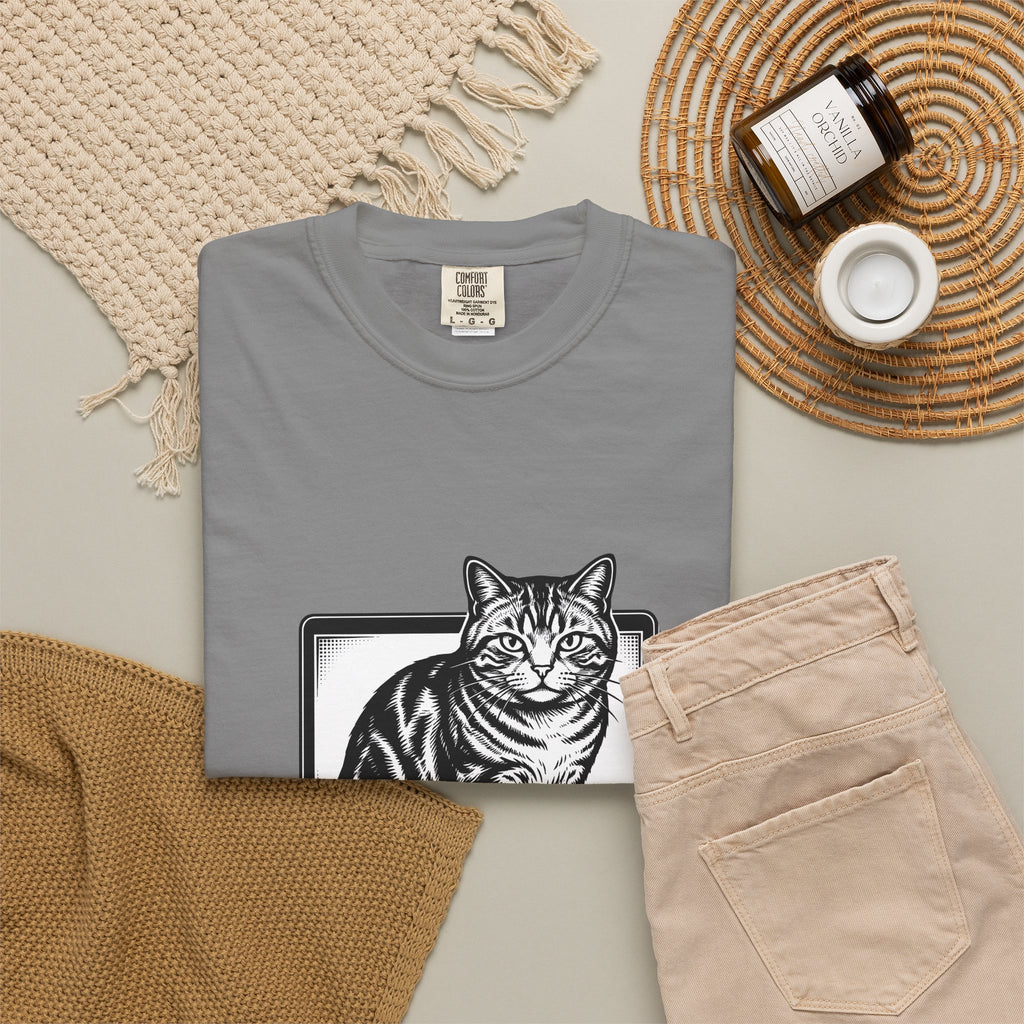 Orange Cat T-Shirt Cat Gadgets Gift Women Classic T-Shirt Kitty T-Shirt Cat Fan Retro T-Shirt Tech Graphic Doodle Notebook T-Shirt