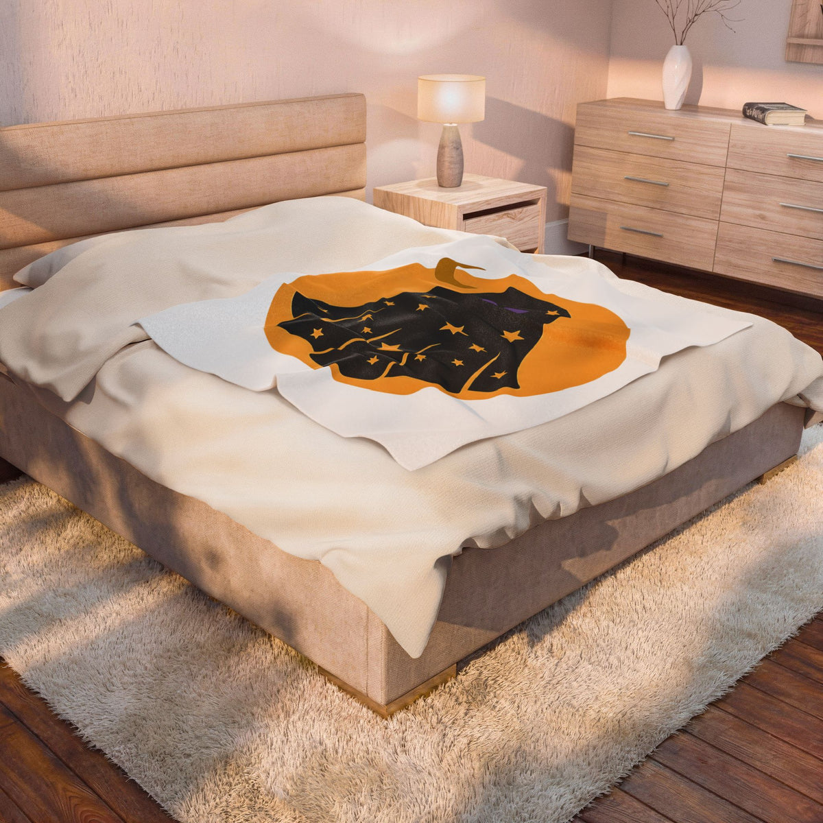 Ghost Halloween Spooky Gift Cute Specter Horror Fan Ghostly Macabre Minimalist Crescent Blanket
