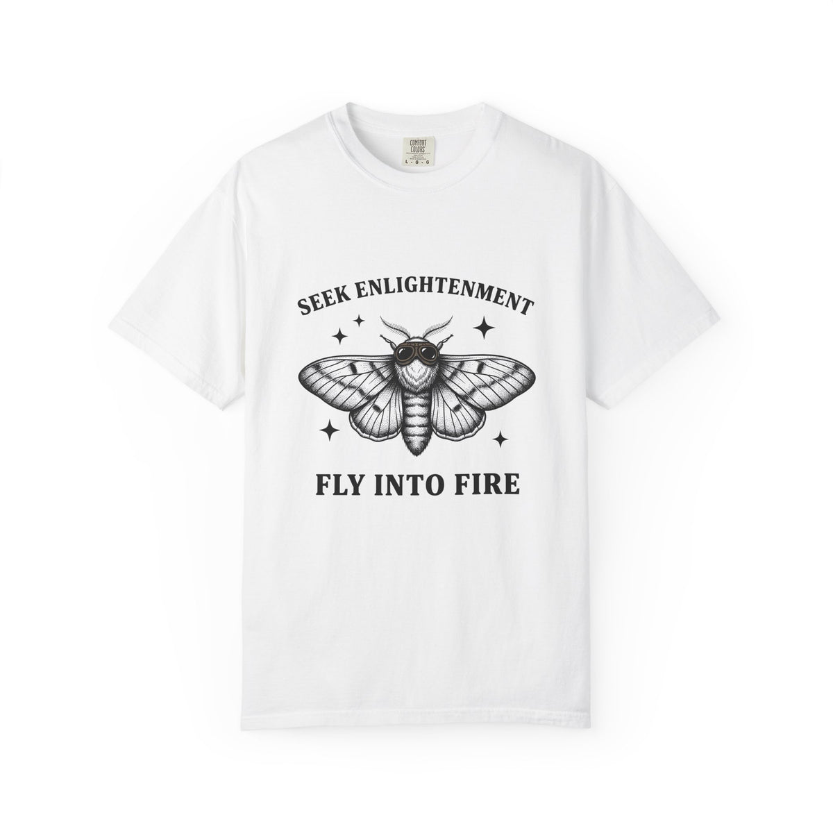 Moth Illustration T-Shirt Funny Wildlife Gift Women Retro T-Shirt Bug T-Shirt Humor Fan Vintage T-Shirt Animal Graphic Sketch Star Shapes T-Shirt