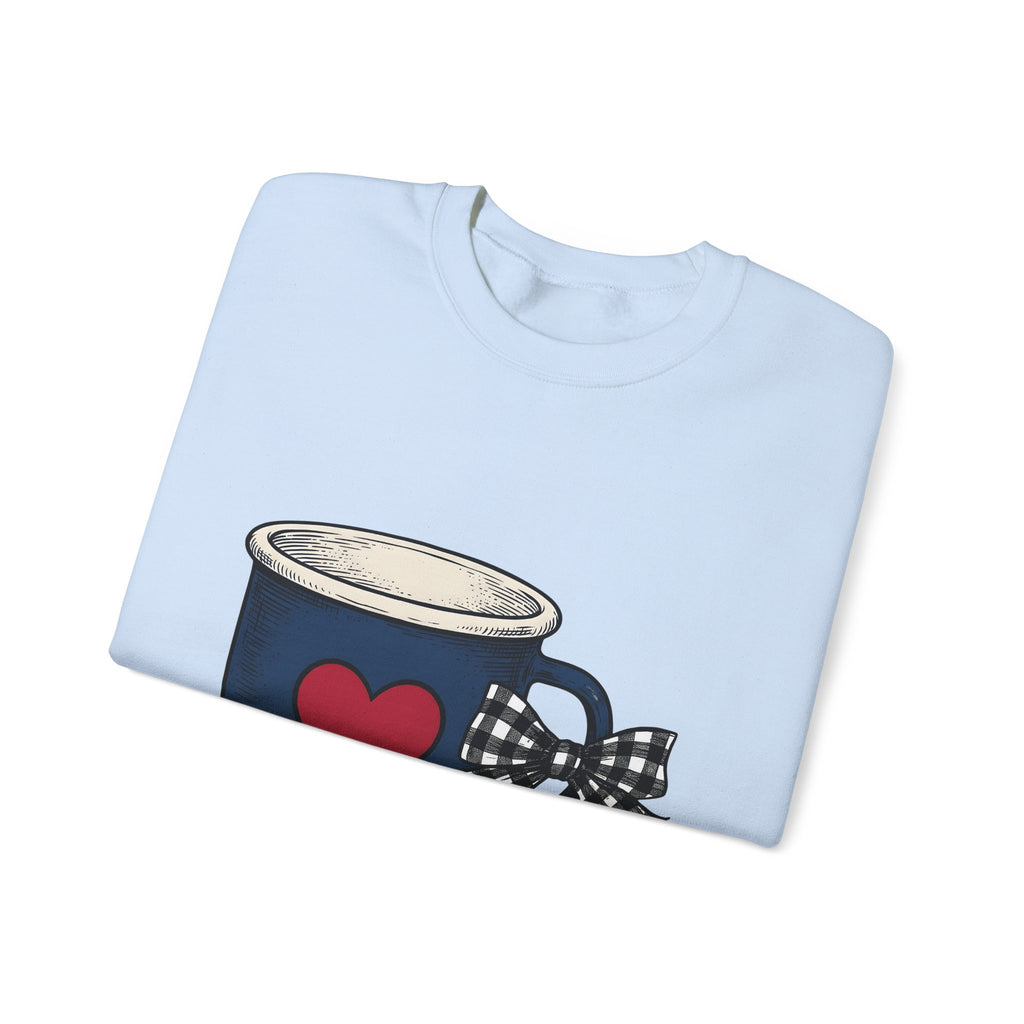 Heart Mug Holiday Coffee Gift Hand Drawn Mug Christmas Fan Coffee Cup Vintage Plaid Sweatshirt
