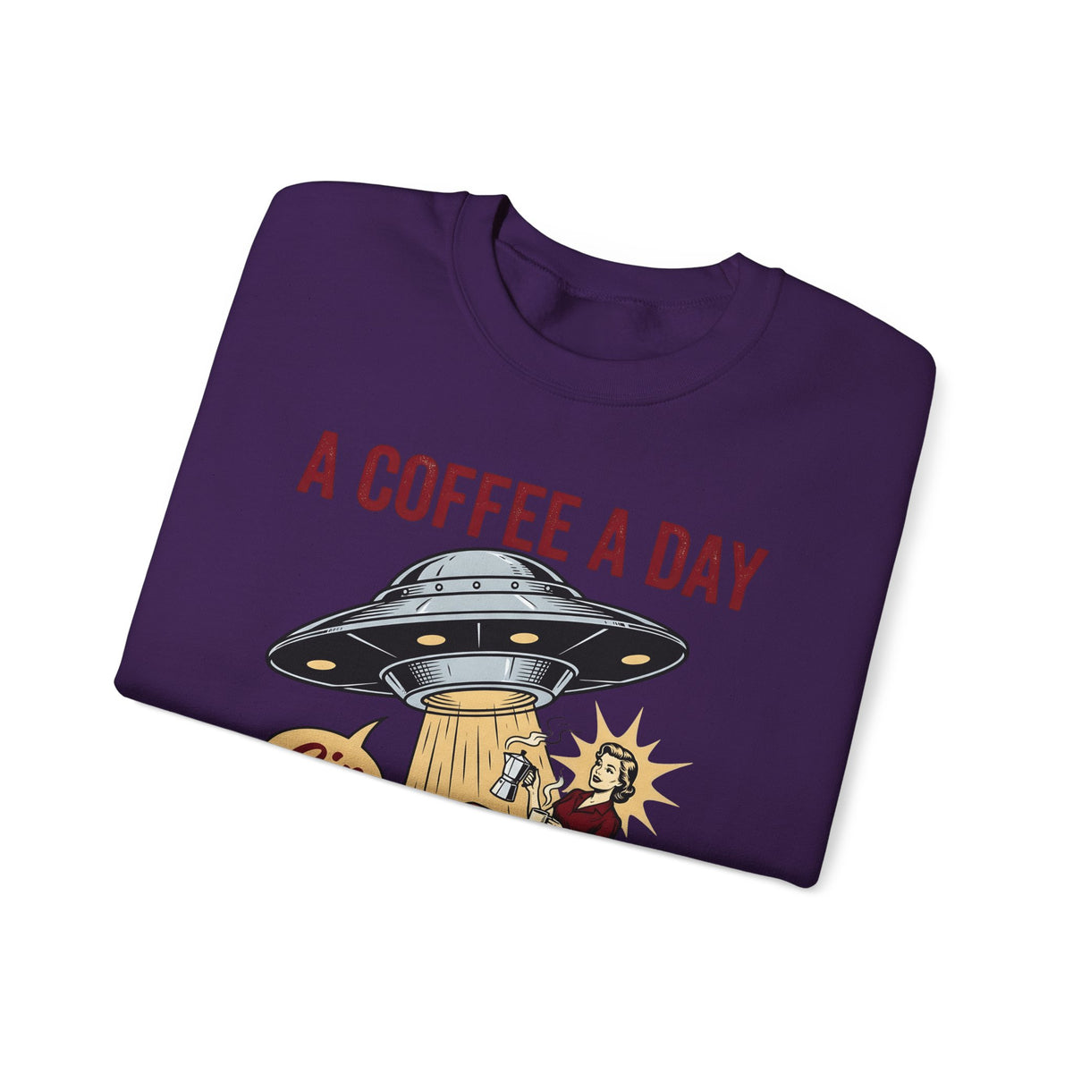 Ufo Coffee Woman Sweatshirt Coffee Alien Gift Women Retro Sweatshirt Alien Sweatshirt Coffee Fan Retro Sweatshirt Extraterrestrial Graphic Vintage Spaceship