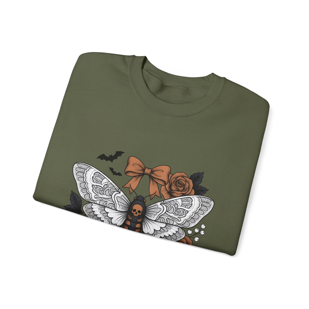 Skull Butterfly Sweatshirt Halloween Horror Gift Women Body Art Sweatshirt Sugar Skull Sweatshirt Horror Fan Tattoo Sweatshirt Macabre