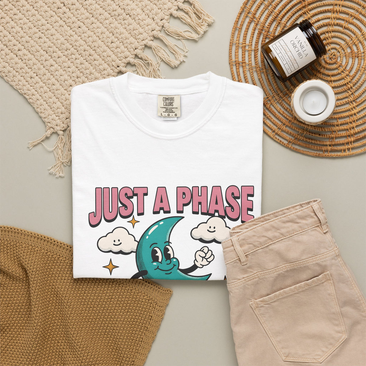 Moon Character Funny Stars Gift Hand Drawn Lunar Humor Fan Illustrated Celestial Sketch Cheerful T-Shirt