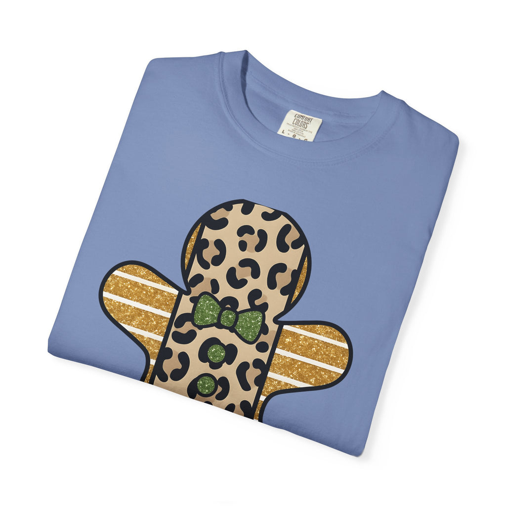 Spotted Gingerbread Animal Xmas Gift Shimmer Gingerbread Man Leopard Fan Glitter Holiday T-Shirt