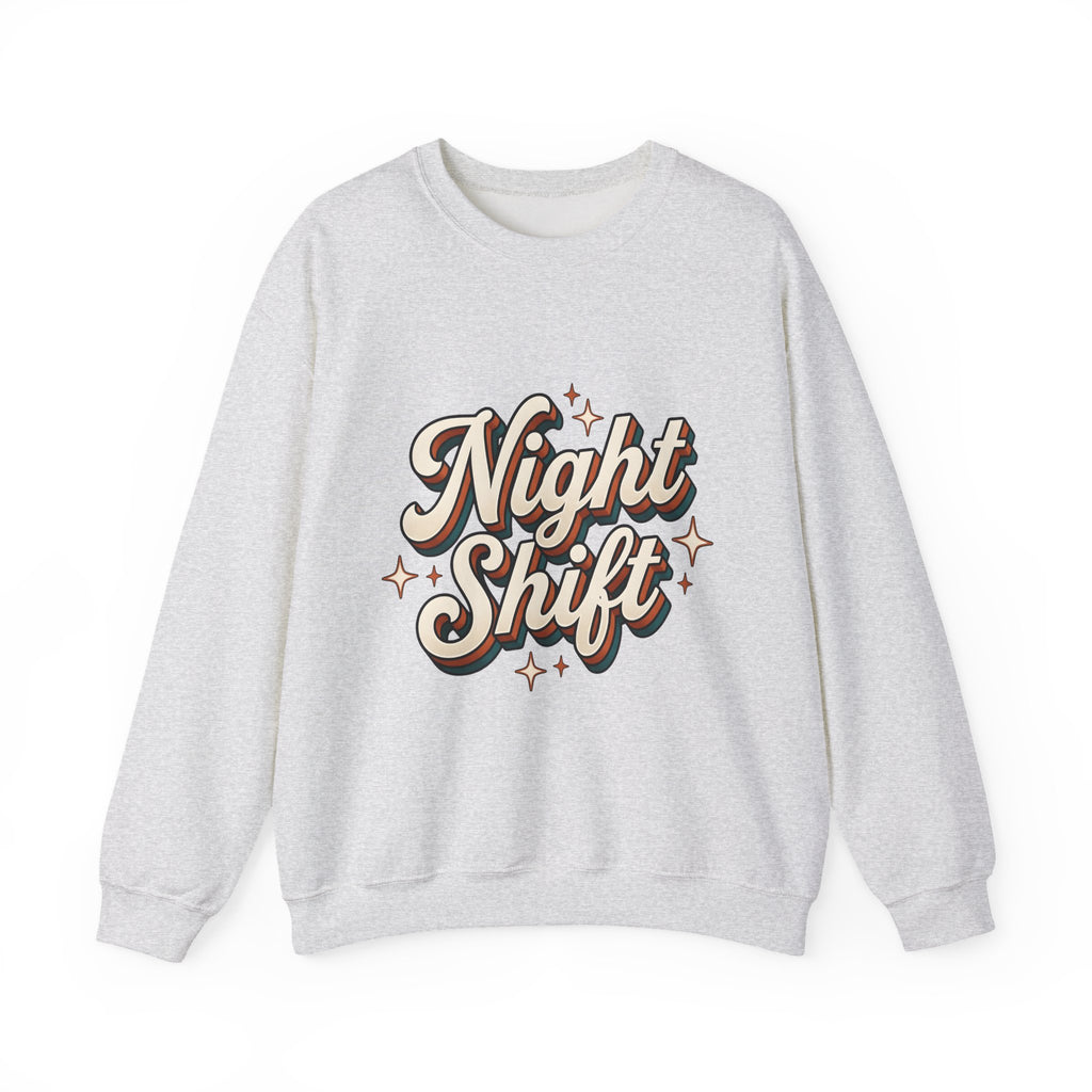 Night Shift Text Sweatshirt Nurses Work Gift Women Retro Sweatshirt Nightshift Sweatshirt Nurse Enthusiast Retrostyle Sweatshirt Job Graphic Vintage Stars