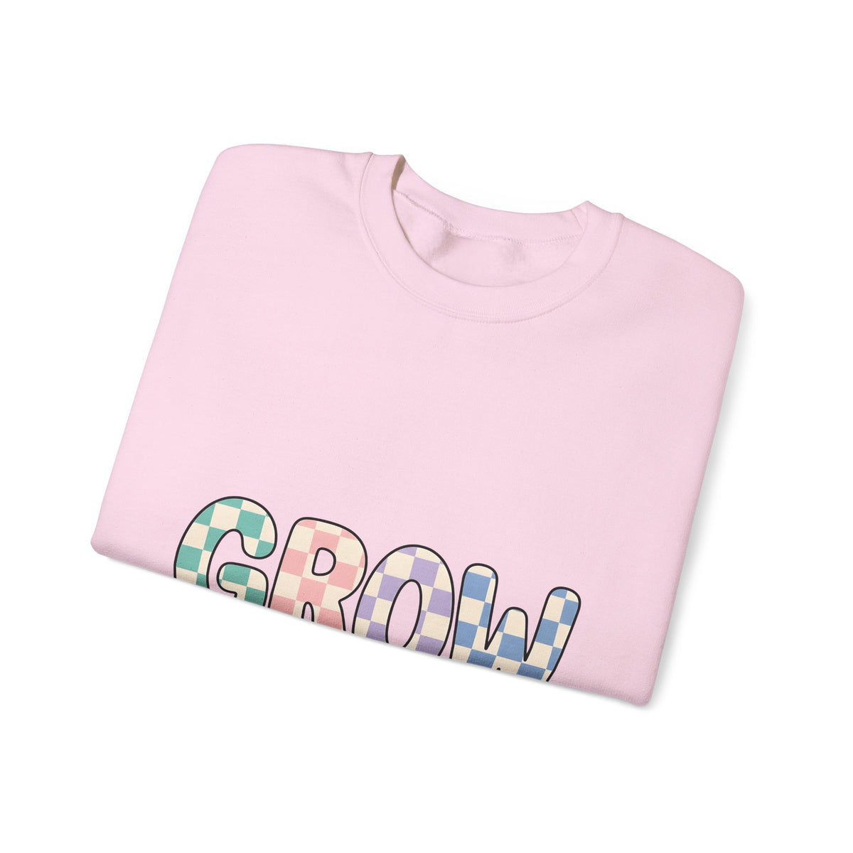 Checkered Letters Sweatshirt Teacher Positivity Gift Women Playful Sweatshirt Alphabet Sweatshirt Educator Enthusiast Fun Sweatshirt Optimistic Graphic Retro