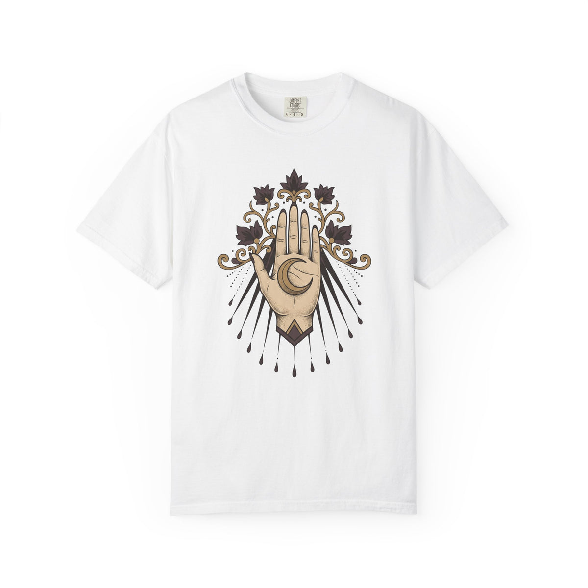 Magical Palm T-Shirt Boho Chic Metaphysical Gift Women Bohemian T-Shirt Palmistry T-Shirt Boho Fan Hippie T-Shirt Spiritual Graphic Retro Half Moon