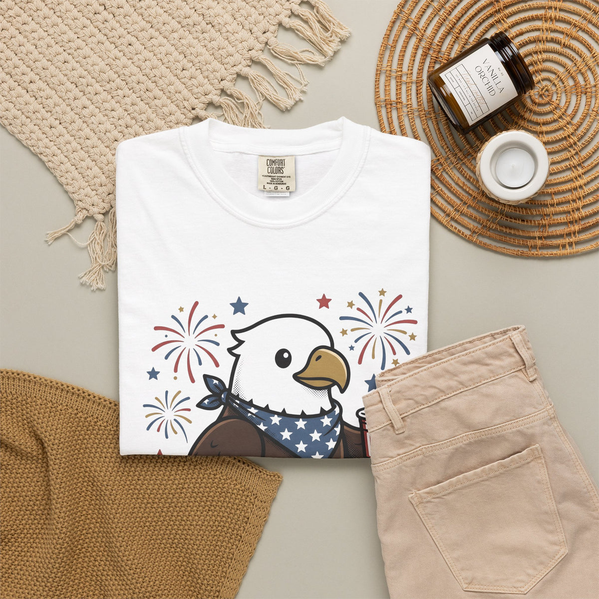 Bald Eagle T-Shirt 4th Of July Usa Gift Women Comic T-Shirt Eagle T-Shirt Independence Day Fan Cartoon T-Shirt American Graphic Vintage Fireworks