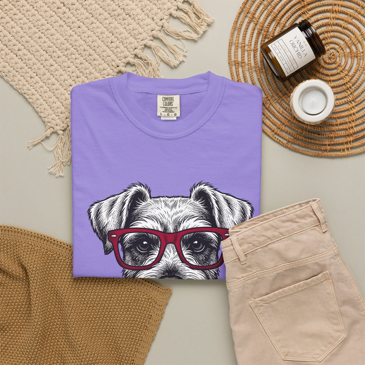 Schnauzer Pet T-Shirt Dog Critters Gift Women Line Art T-Shirt Dog T-Shirt Dog Fan Dog Graphic Dog Graphic Cartoon Spectacles T-Shirt