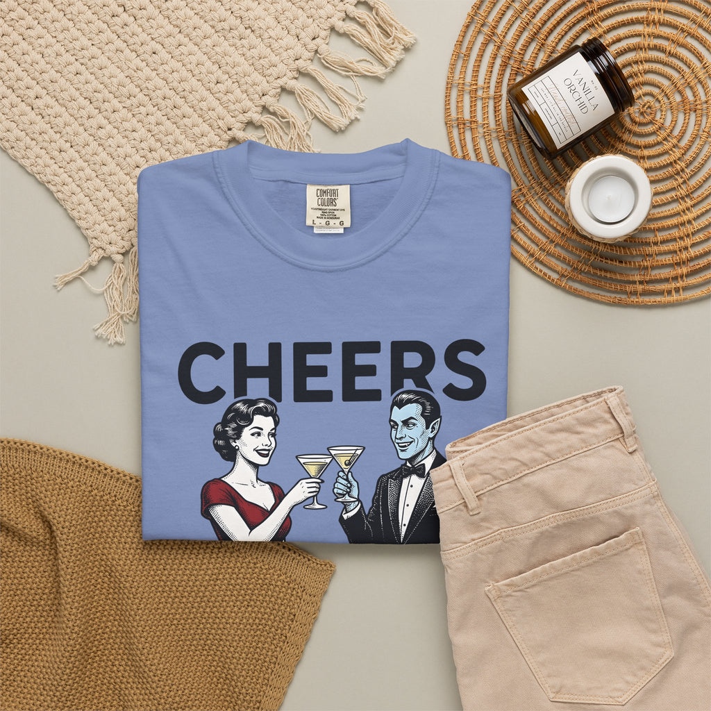 Vampire Duo T-Shirt Halloween Event Gift Women Antique T-Shirt Vampire Couple T-Shirt Horror Fan Spooky T-Shirt Party Graphic Old School Wine Glass