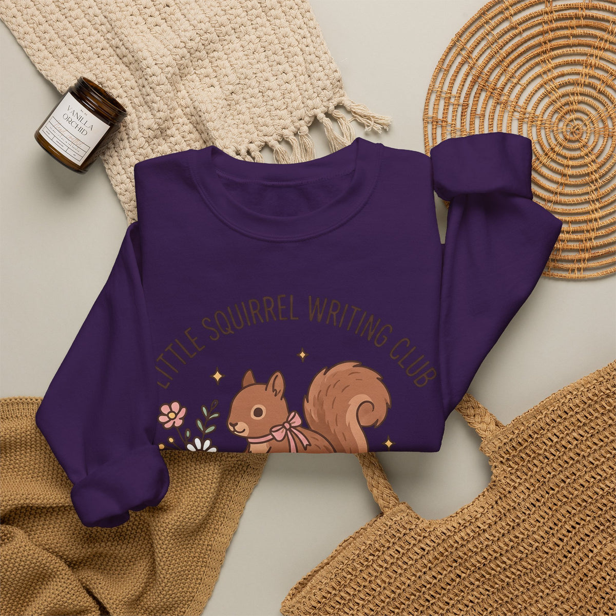 Squirrel Tower Papers Sweatshirt Writing Critter Gift Women Playful Sweatshirt Paper Tower Sweatshirt Author Fan Stationery Sweatshirt Animal Graphic Line Art