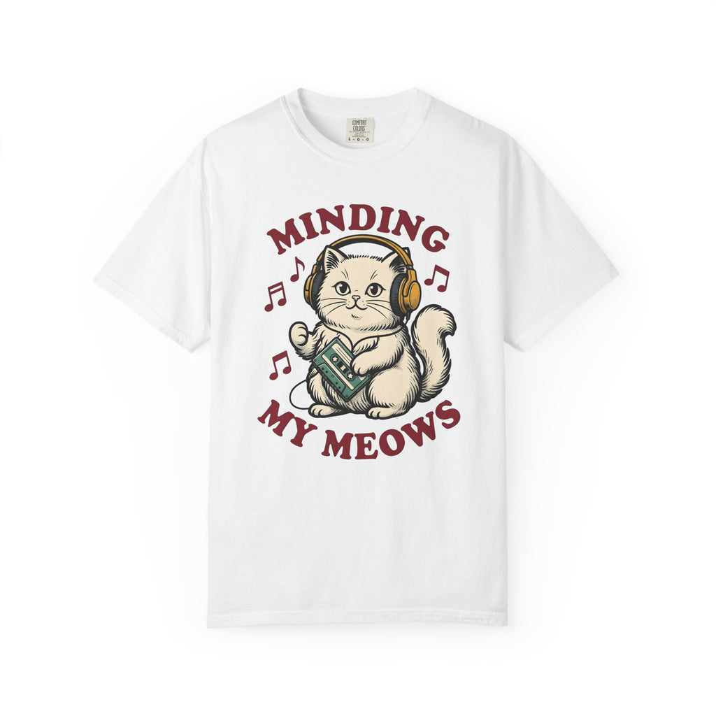 Cat Earbuds T-Shirt Cat Sound Gift Women Antique T-Shirt Headphones T-Shirt Feline Fan Earphone T-Shirt Audio Graphic Throwback Audio Cassette