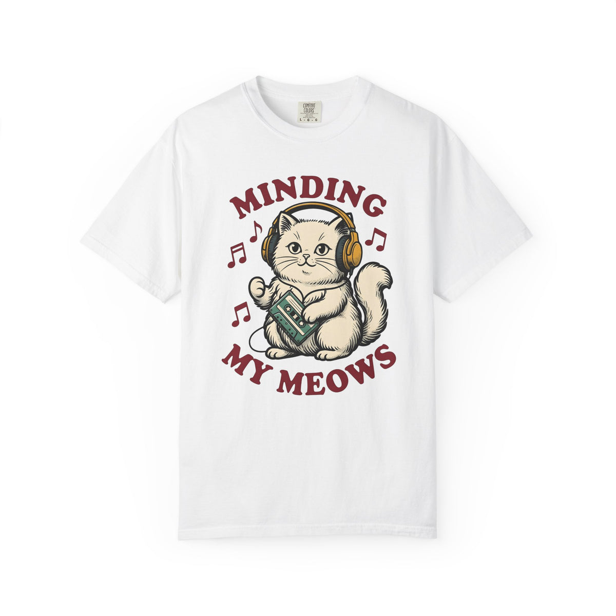 Cat Earbuds T-Shirt Cat Sound Gift Women Antique T-Shirt Headphones T-Shirt Feline Fan Earphone T-Shirt Audio Graphic Throwback Audio Cassette