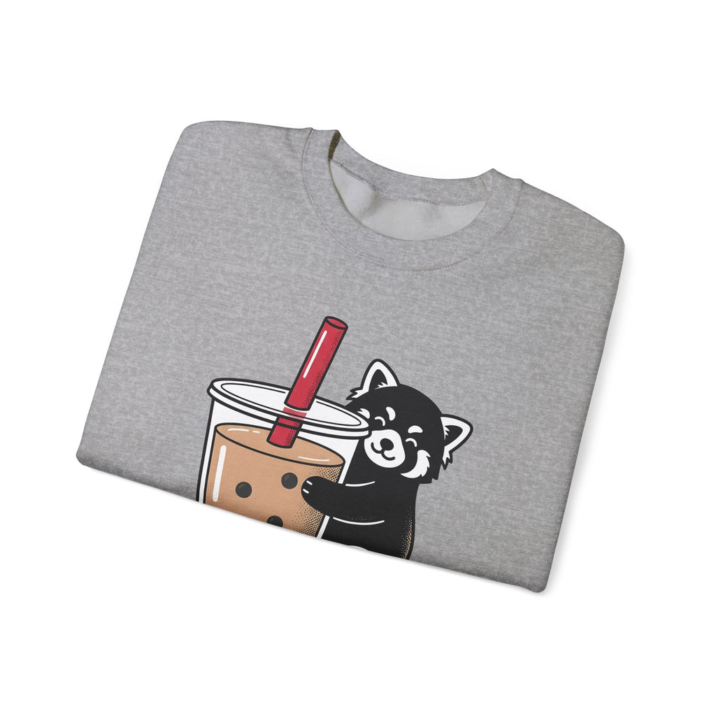 Red Panda Drink Sweatshirt Boba Wildlife Gift Women Adorable Sweatshirt Panda Drink Sweatshirt Bubble Tea Fan Cute Sweatshirt Animal Graphic Animated Milk Tea