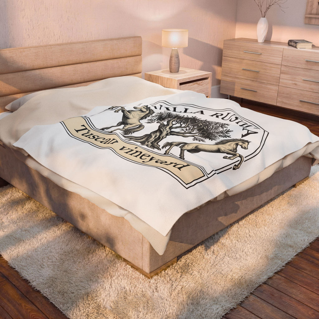 Horse Tree Blanket Vineyard Equestrian Gift Women Vintage Blanket Equine Blanket Winery Enthusiast Retro Blanket Horseback Graphic Hand Drawn Olive
