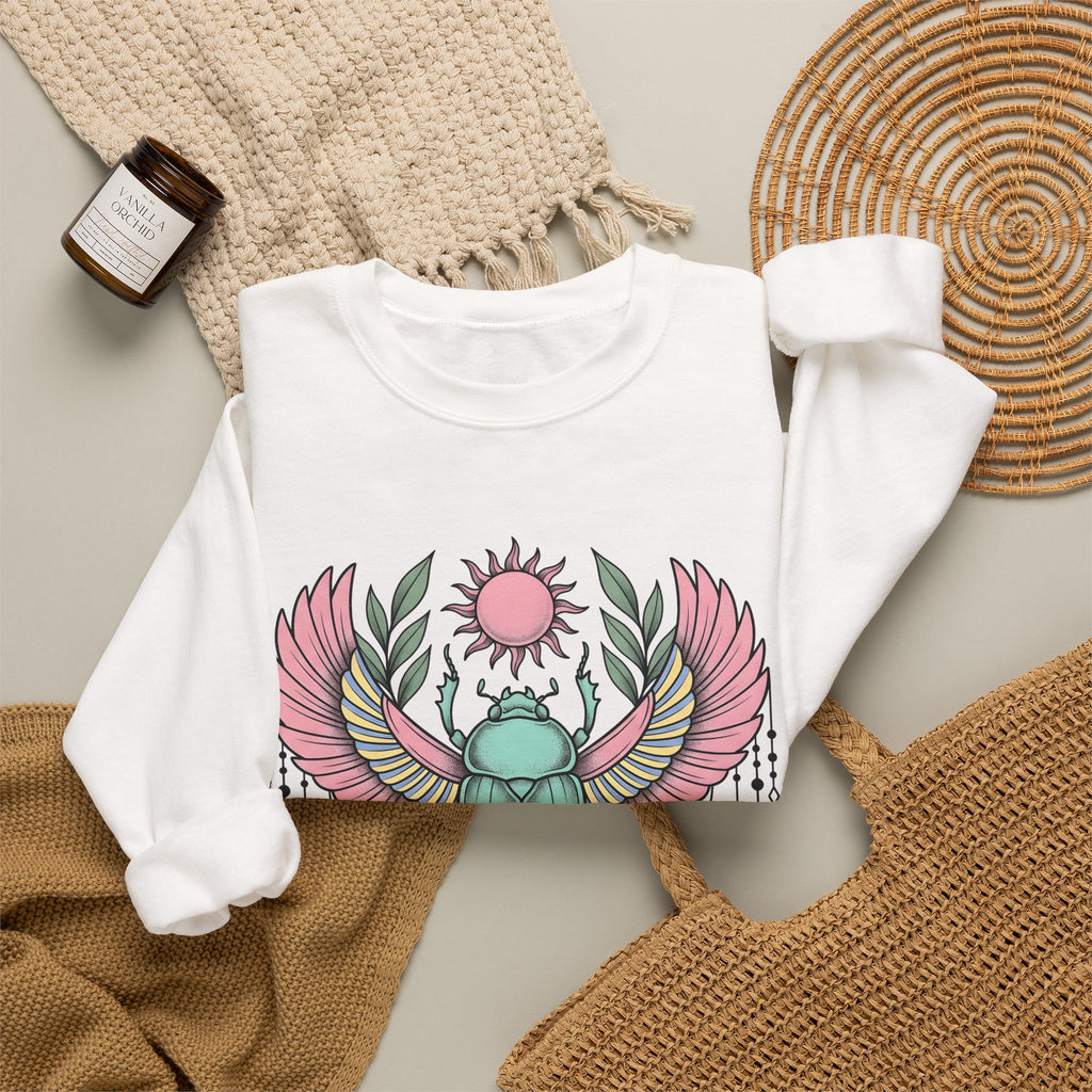 Scarab Bug Boho Chic Metaphysical Gift Tribal Beetle Bohemian Enthusiast Primitive Spiritual Sweatshirt